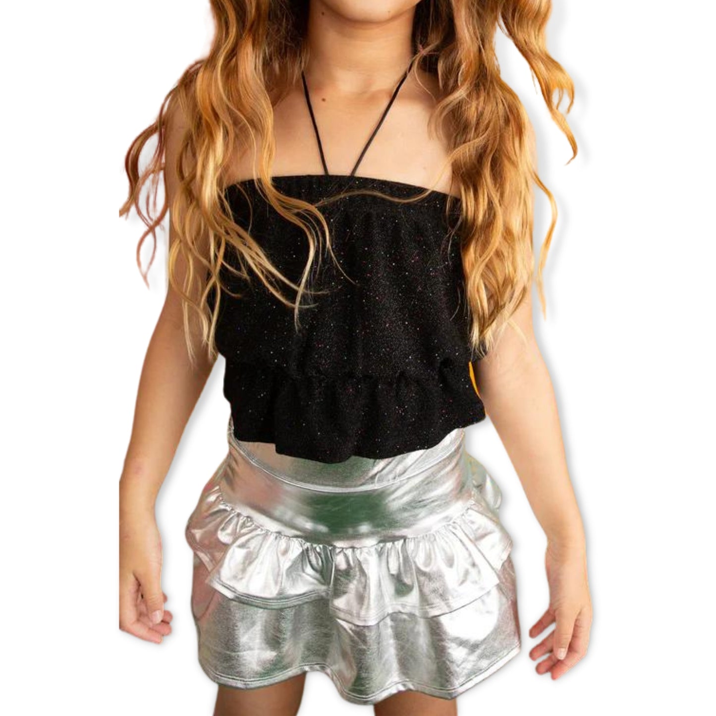 Les Tout Petits Black Sparkle Crop Tube Top - a Spirit Animal - Tops active September 2023 black crop