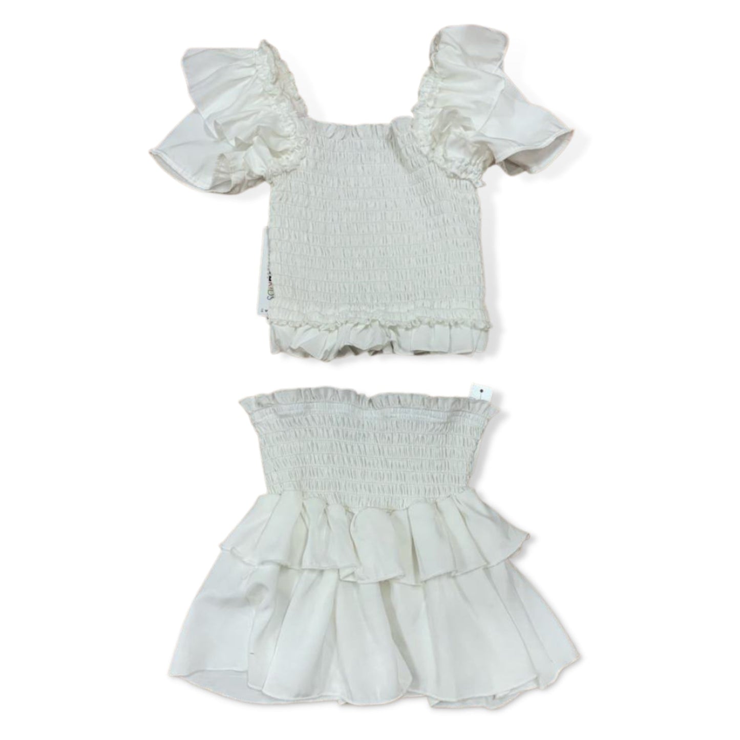 Cheryl Kids White Tencel Ruffle Smock Skirt - a Spirit Animal - Skirt active June 2023 bottoms Cheryl kids