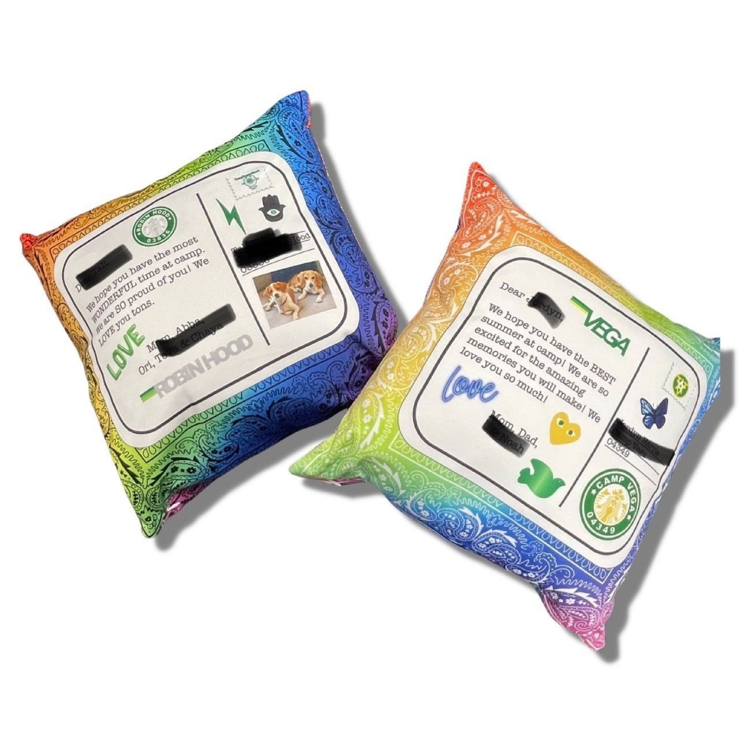 Custom Postcard Pillow - a Spirit Animal - Custom Camp Postcard Pillows Bandana Camp Custom Camp Postcard Pillows