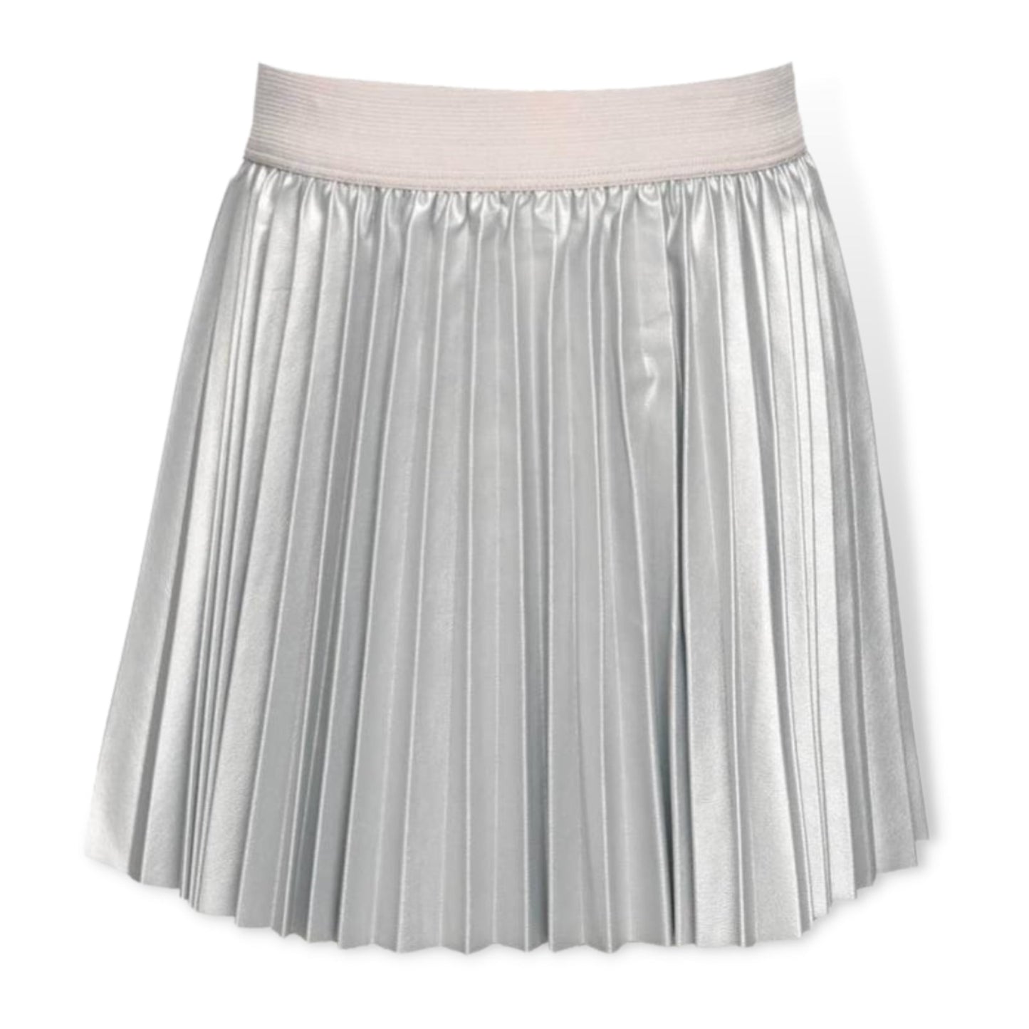 Hannah Banana Silver Pleated Faux Leather Skirt - a Spirit Animal - Skirt active September 2023 bottoms Hannah banana