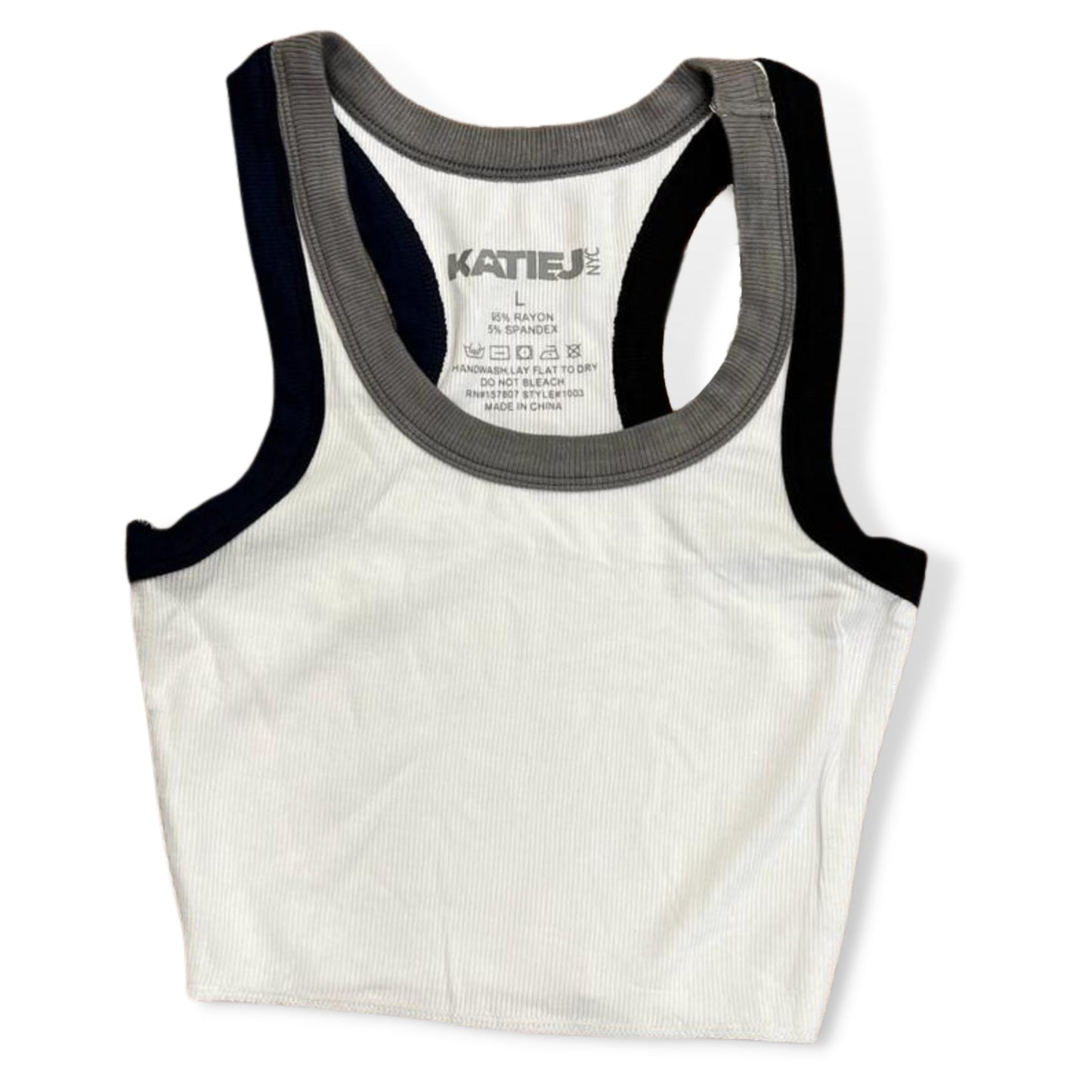 KatieJNYC White Multi Trim Livi Tank - a Spirit Animal - Tank Tops active September 2023 Junior Junior Large