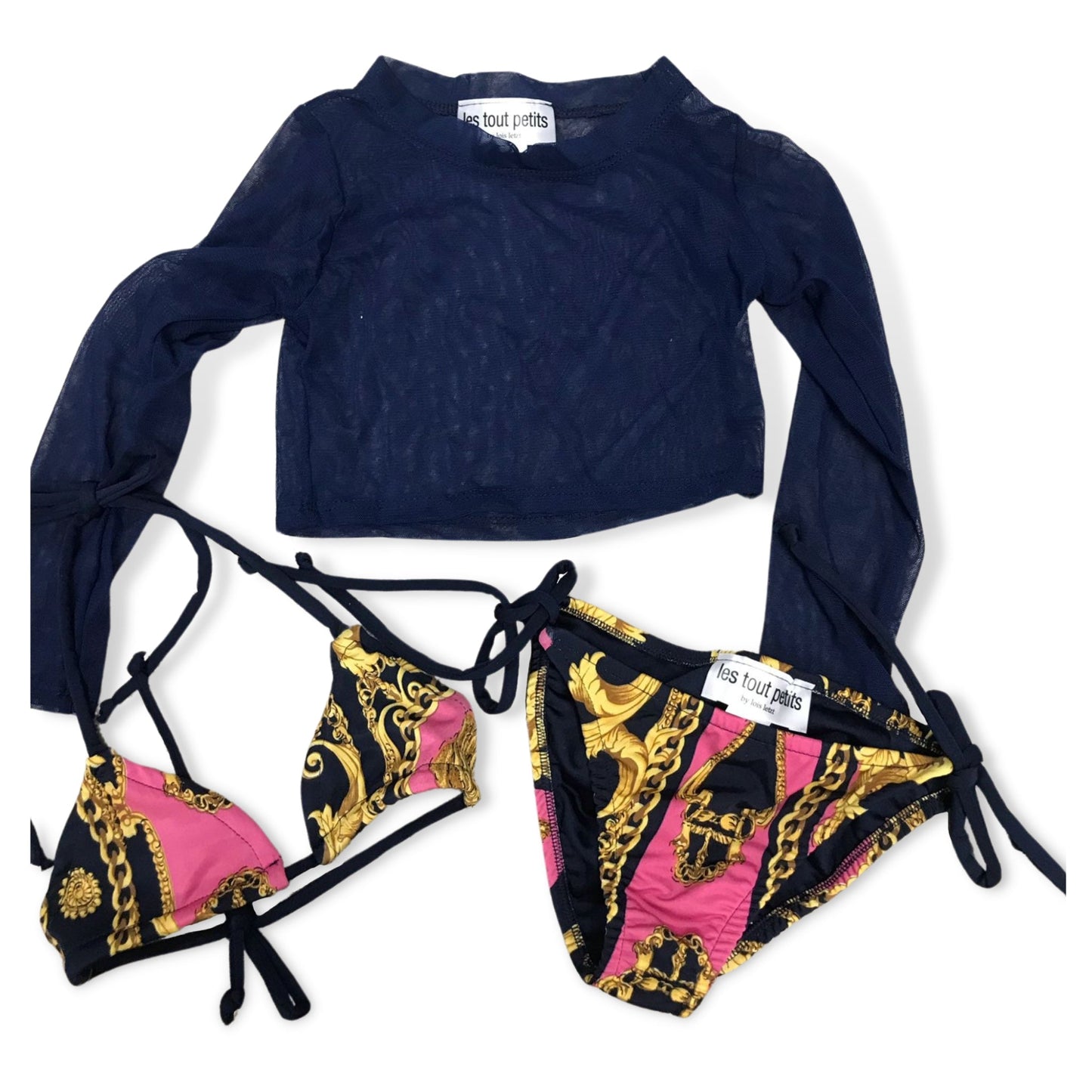 Les Tout Petits Pink / Navy Hermes String Bikini - a Spirit Animal - bikini active February 2024 bikini Juniors
