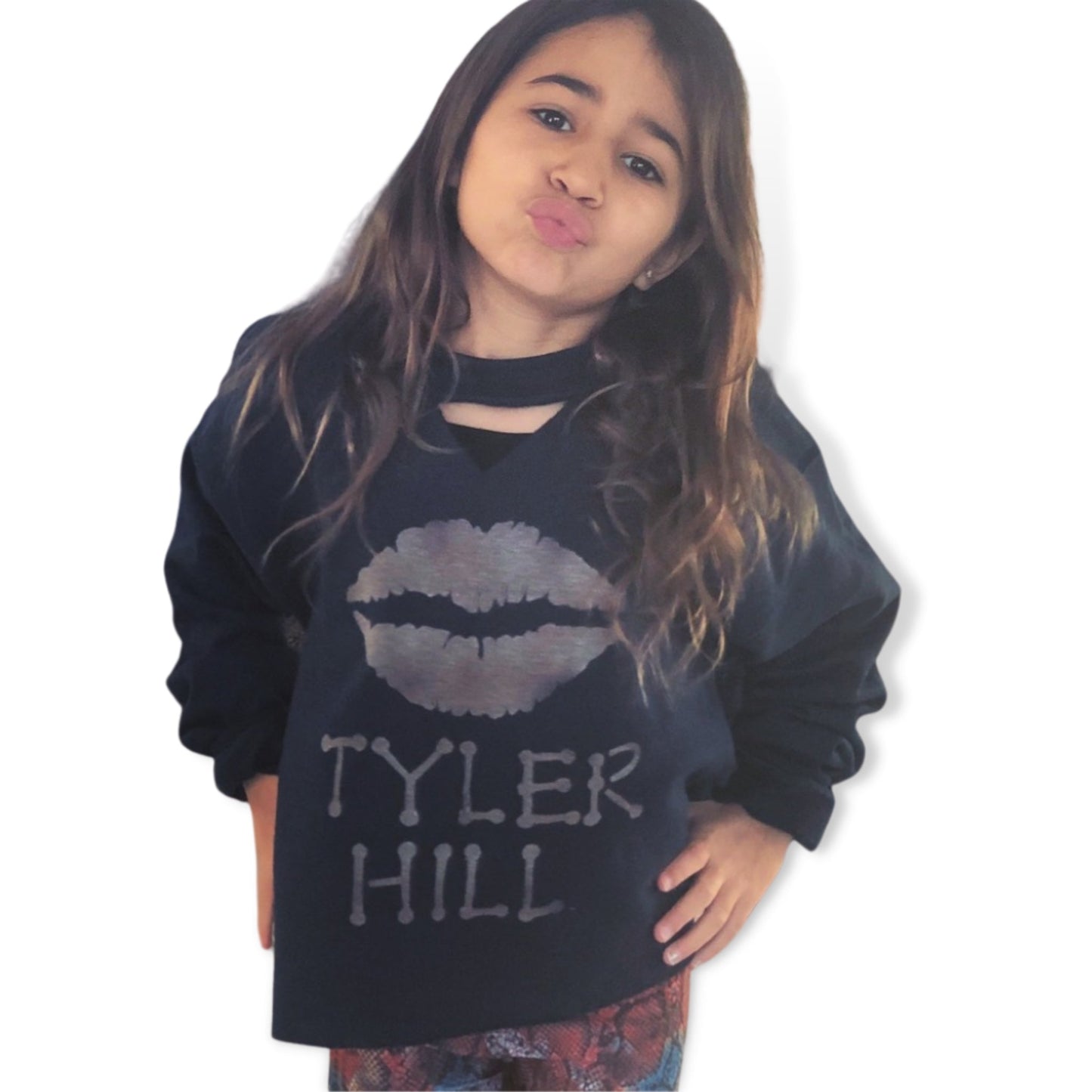 Lips Custom Cropped Keyhole Neck Camp Crew - a Spirit Animal - Long Sleeve Top active January 2024 adult Ali & Joe