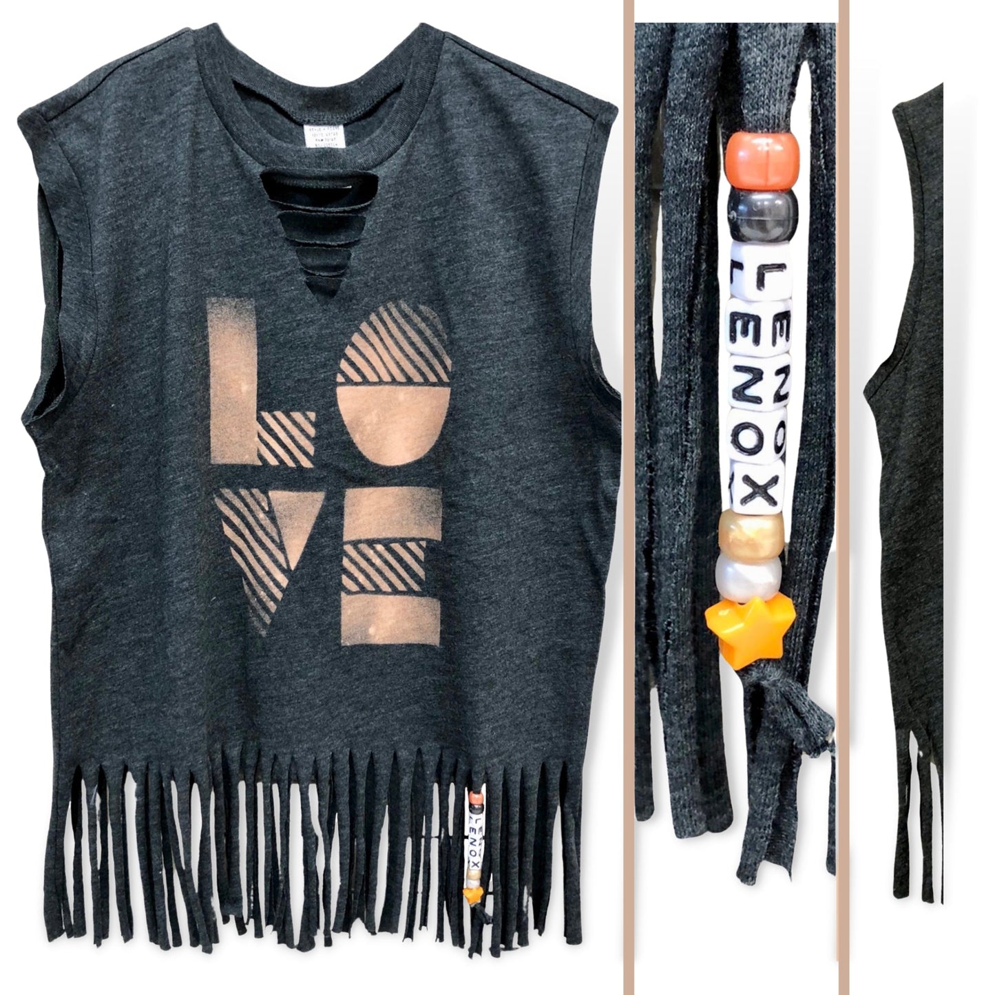 LOVE Custom Neck Slashed Muscle Fringe Everyday Tank - a Spirit Animal - Custom Tank active January 2024 adult Ali & Joe