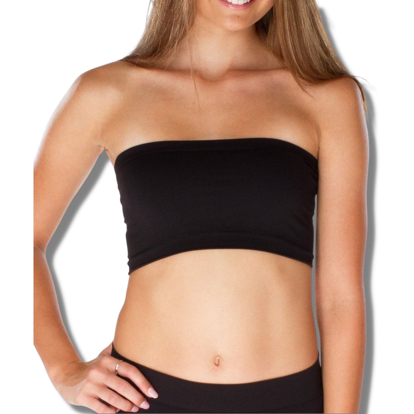 Malibu Sugar Black Tween Solid Bandeau Bra Cami (7-14) - a Spirit Animal - Cami black bra cami