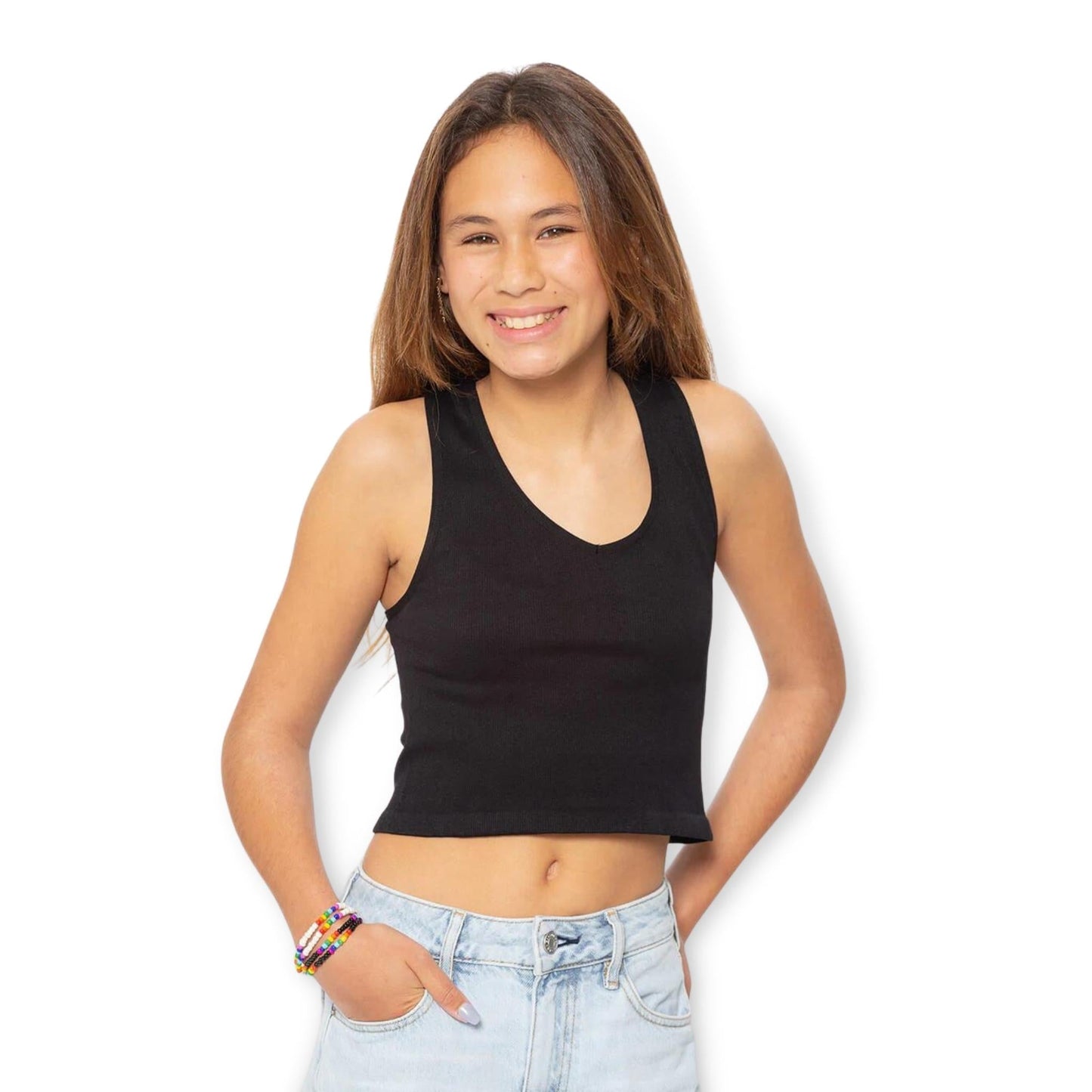 Malibu Sugar Black V Neck Crop Tank Top - a Spirit Animal - Tops $30-$60 active Apr 2022 Apparel