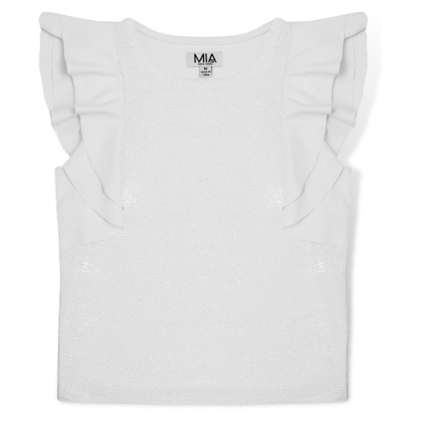 Mia New York White Sequin Flutter Top - a Spirit Animal - Tops active February 2024 Kids Mia New York