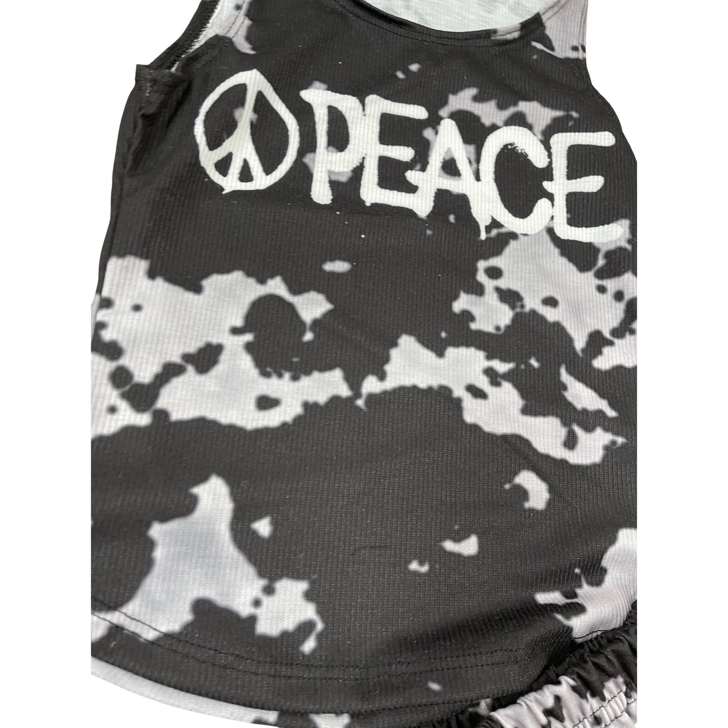 Penelope Wildberry Black Bleached Ink W/ Peace Rib Tank - a Spirit Animal - Tank $30-$45 $45-$60 Black Bleached Ink
