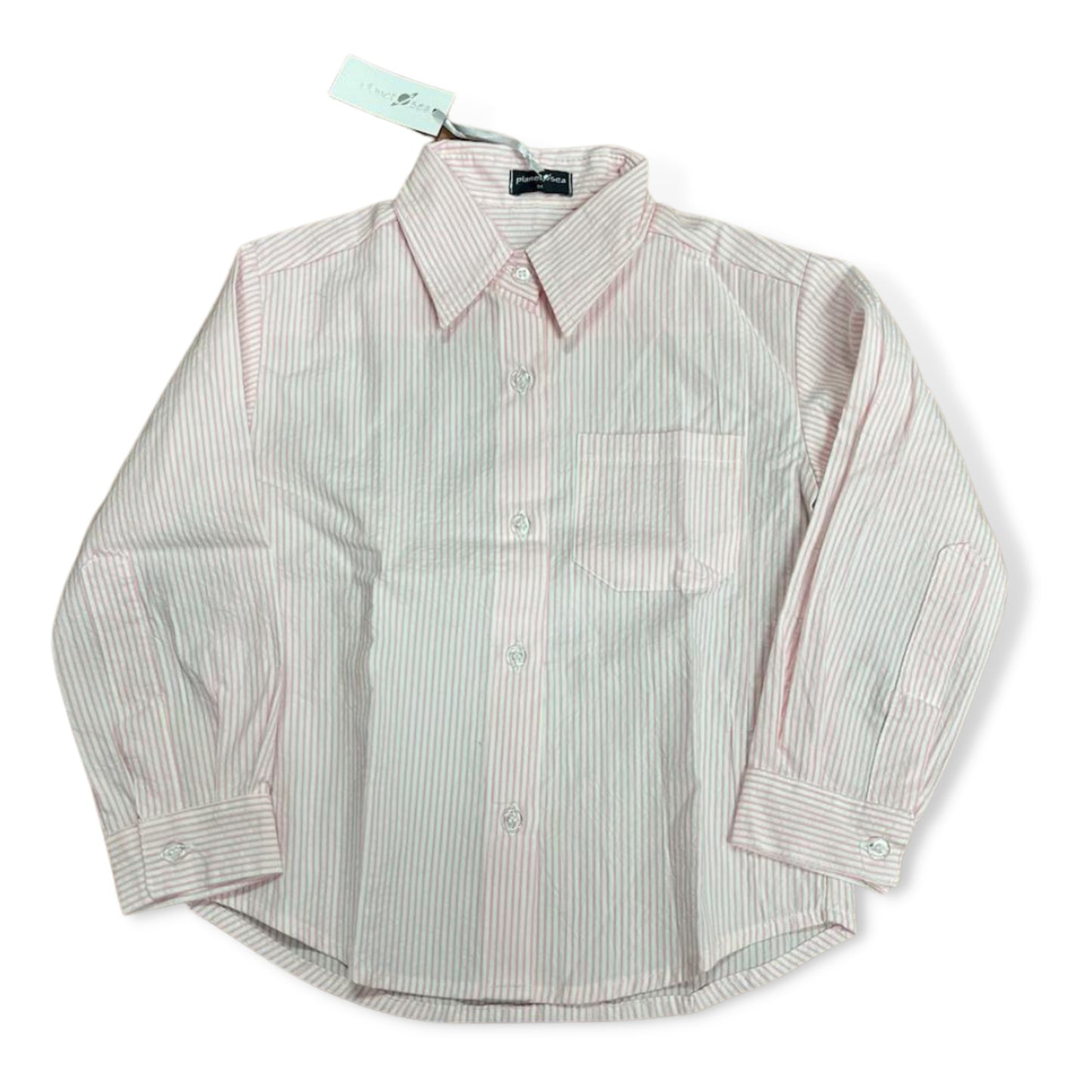 Planet Sea Pink Seersucker Shirt With Knot Detail