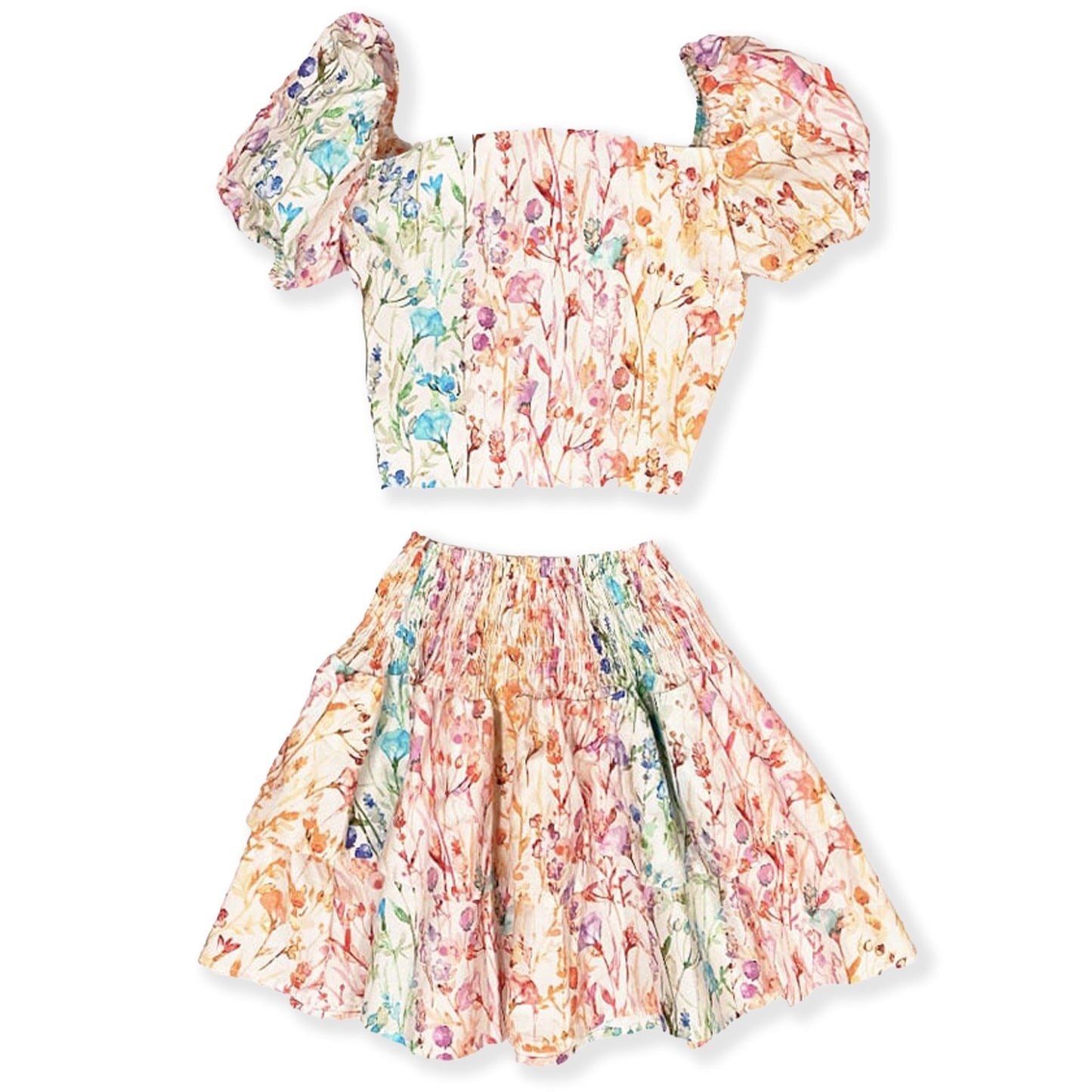 Theme Rainbow Watercolor Floral The Jules Mini - a Spirit Animal - Skirt active November 2023 bottoms dresses-skirts