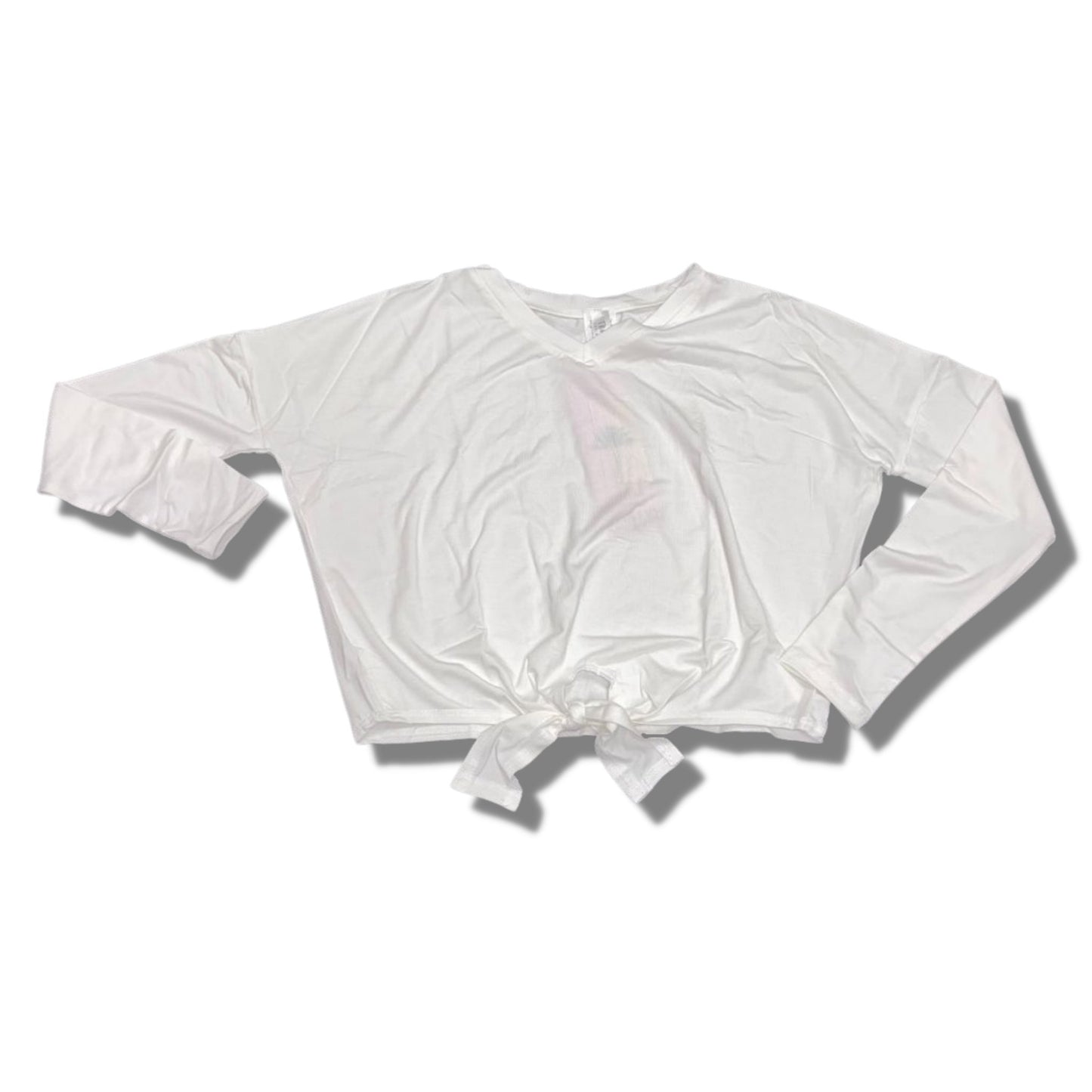 Tru Luv Ivory Top Long Sleeve with Tie Front - a Spirit Animal - Long Sleeve Top $45-$60 Ivory Long Sleeve Top