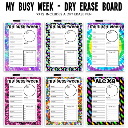 Custom My Busy Week - Dry Erase Board 5x6 - a Spirit Animal - active May 2024 Back to School Custom