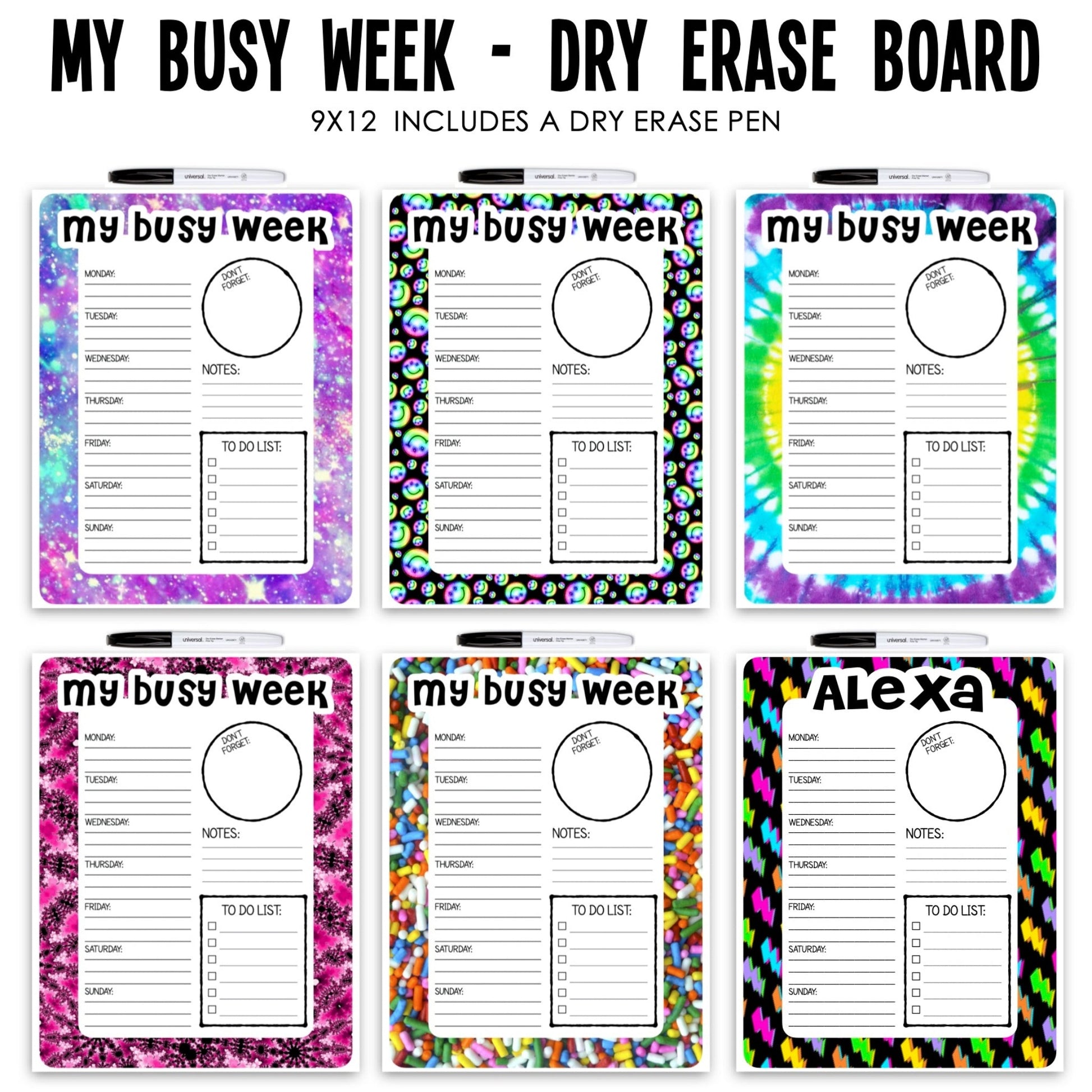Custom My Busy Week - Dry Erase Board 6x9 - a Spirit Animal - active May 2024 Back to School Custom