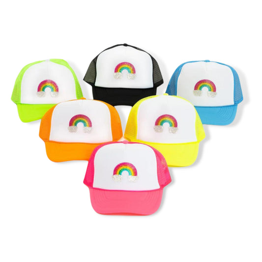 Malibu Sugar Trucker Hat with Rhinestone Rainbow Patch - a Spirit Animal - Hats accessories active Apr 2023