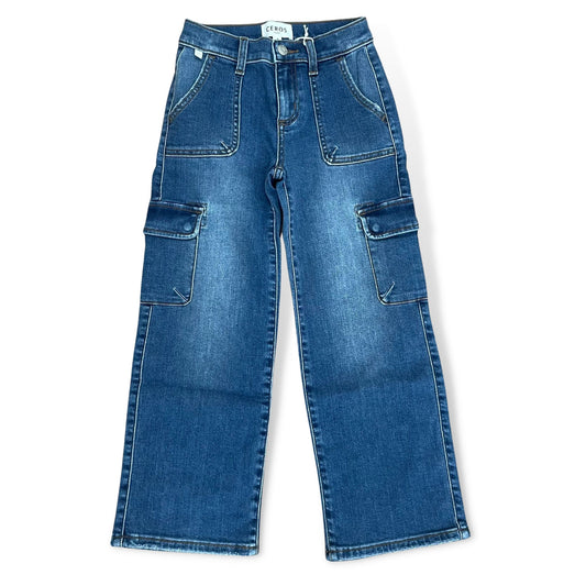 Ceros Medium Blue Cargo Wide Leg Jeans - a Spirit Animal - Pants active August 2023 Blue bottoms