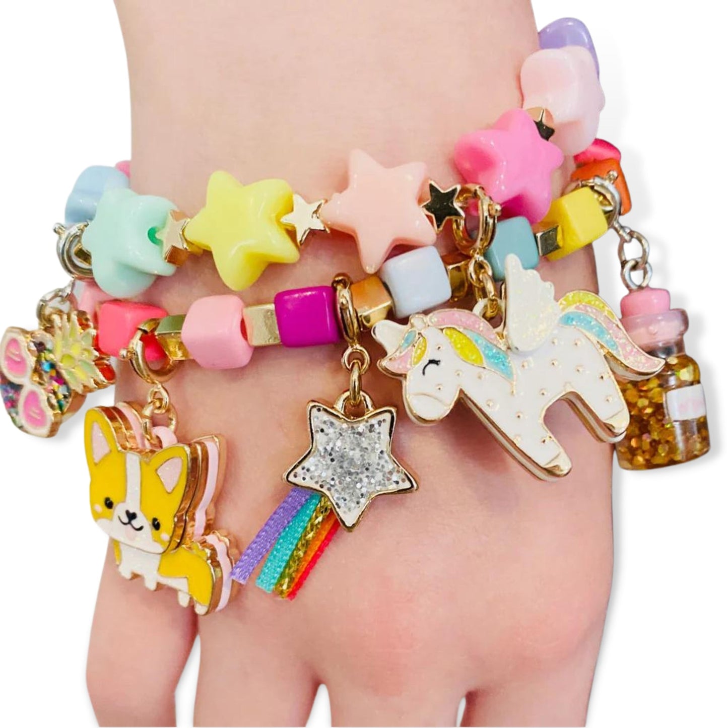 Charm it! Gold Multi Cube Stretch Bead Bracelet - a Spirit Animal - Bracelets accessories active September 2023 bracelets