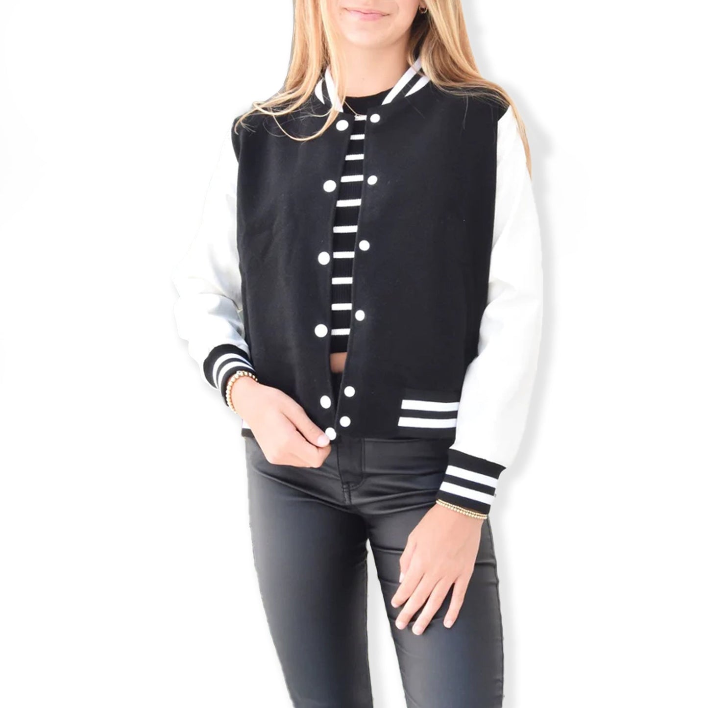 Flowers by Zoe Black Varsity / White Jacket - Junior - a Spirit Animal - Jacket active September 2023 black Black/White