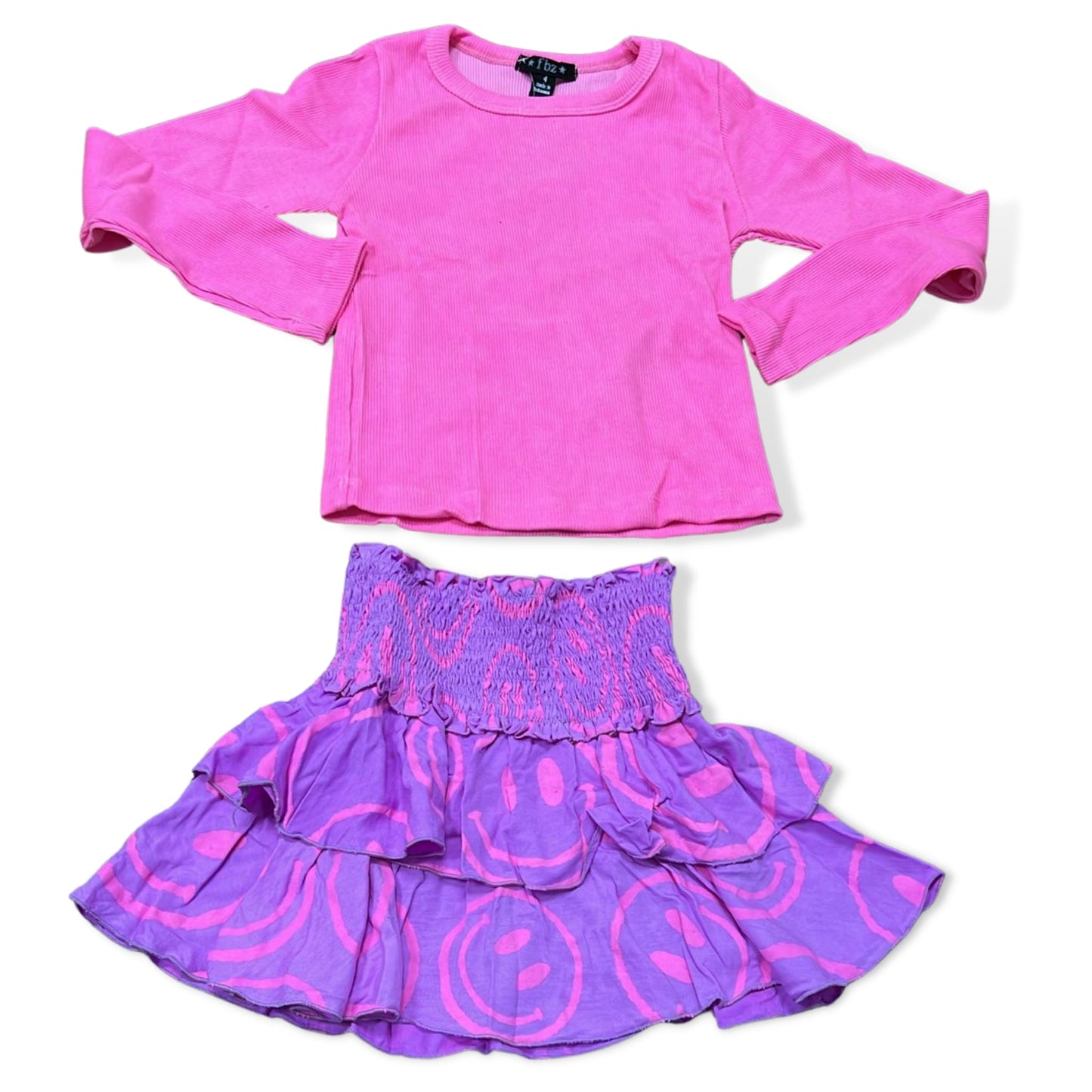 Flowers by Zoe Purple Skirt with Pink Smiley - a Spirit Animal - Skirt active October 2023 bottoms Flowers by Zoe