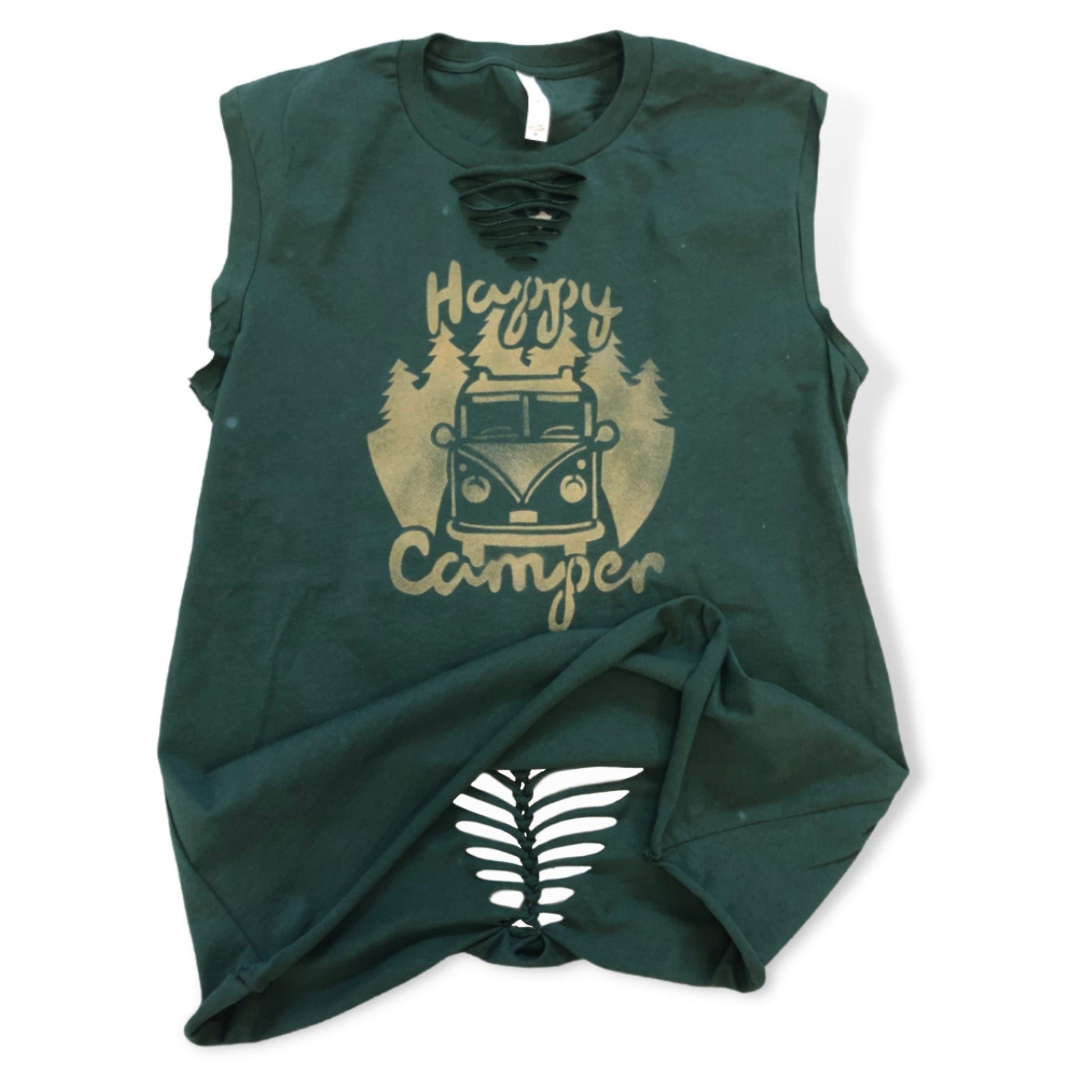 Happy Camper Custom Neck Slached Camp Tank - a Spirit Animal - Custom Tank active January 2024 adult Ali & Joe