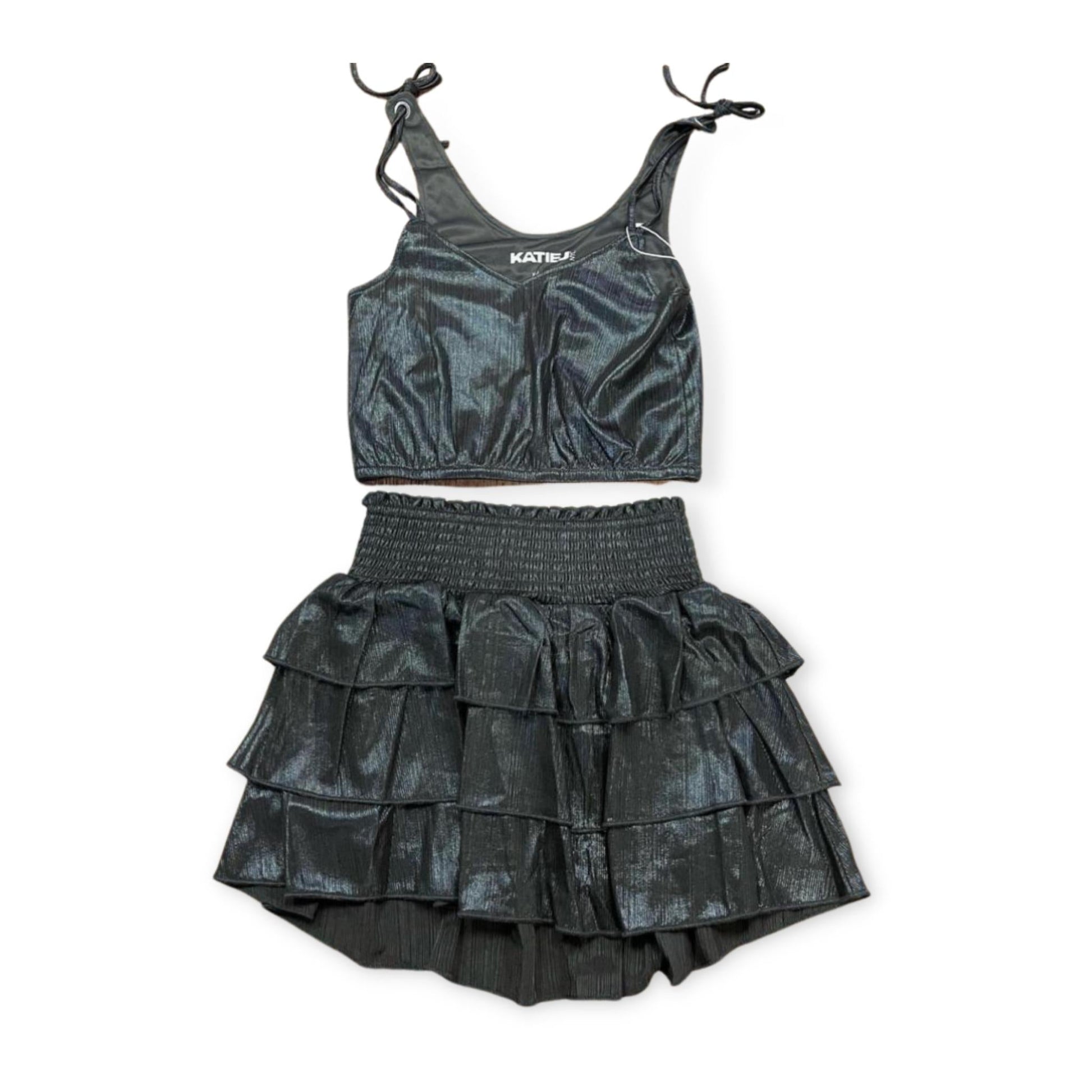 KatieJNYC Metallic Black Alison Ruffle Skirt - a Spirit Animal - Skirt $60-$90 active Aug 2022 black