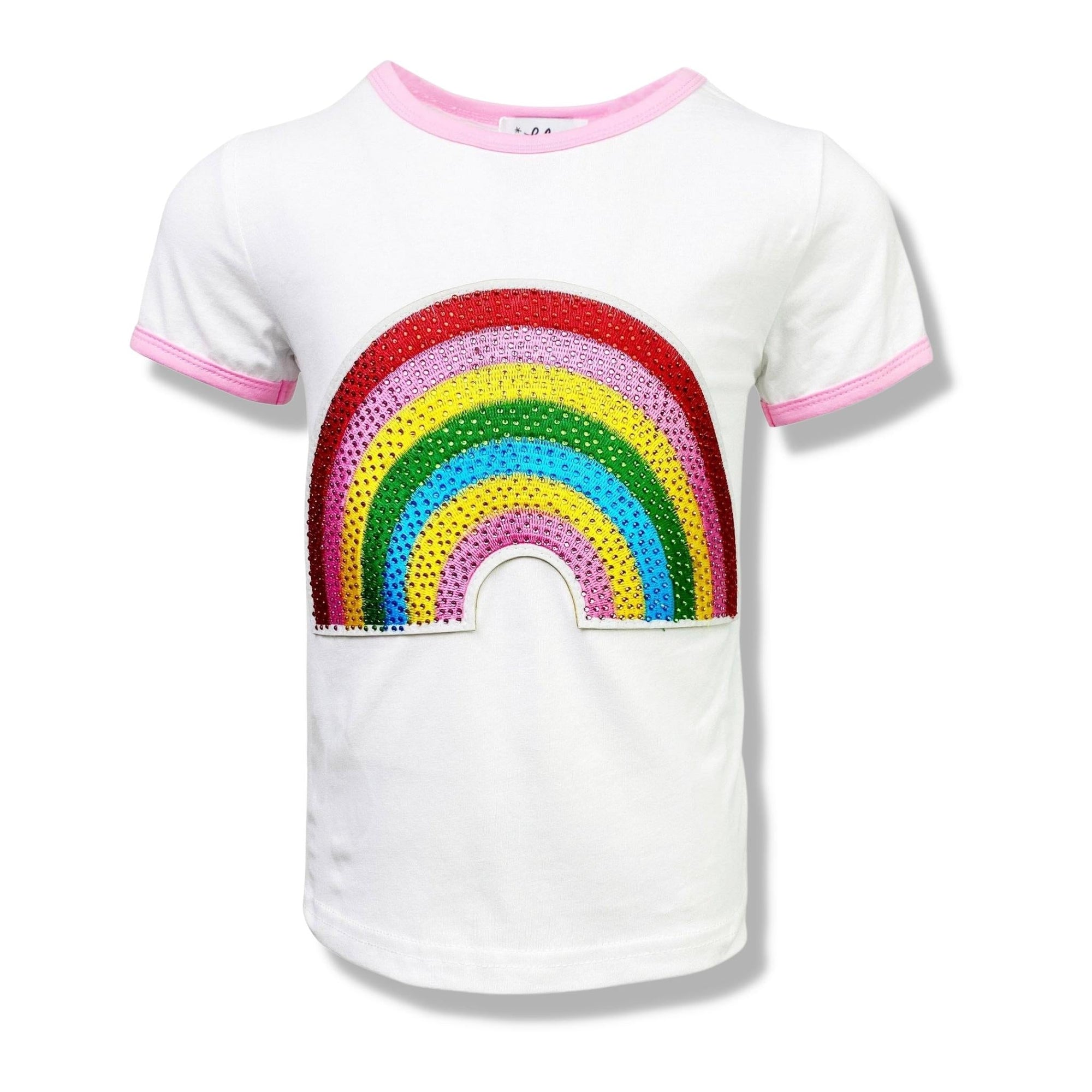 Lola and the boys White Happy Rainbow Patch Tee - a Spirit Animal - Tee Shirt $30-$45 Lola and the boys rprice-30-45