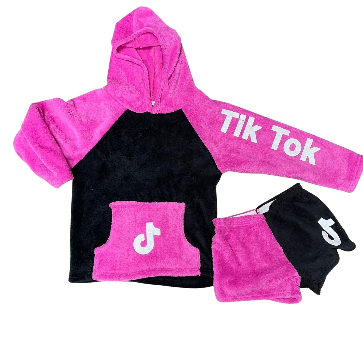 Made with Love and Kisses Neon Pink/Black Logo Pocket Hoodie TikTok - a Spirit Animal -