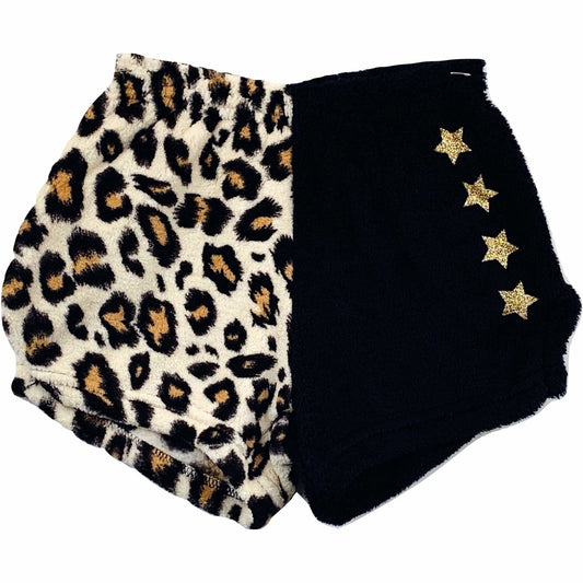 Made with Love Fuzzy Leopard Plush Shorts - a Spirit Animal - 0