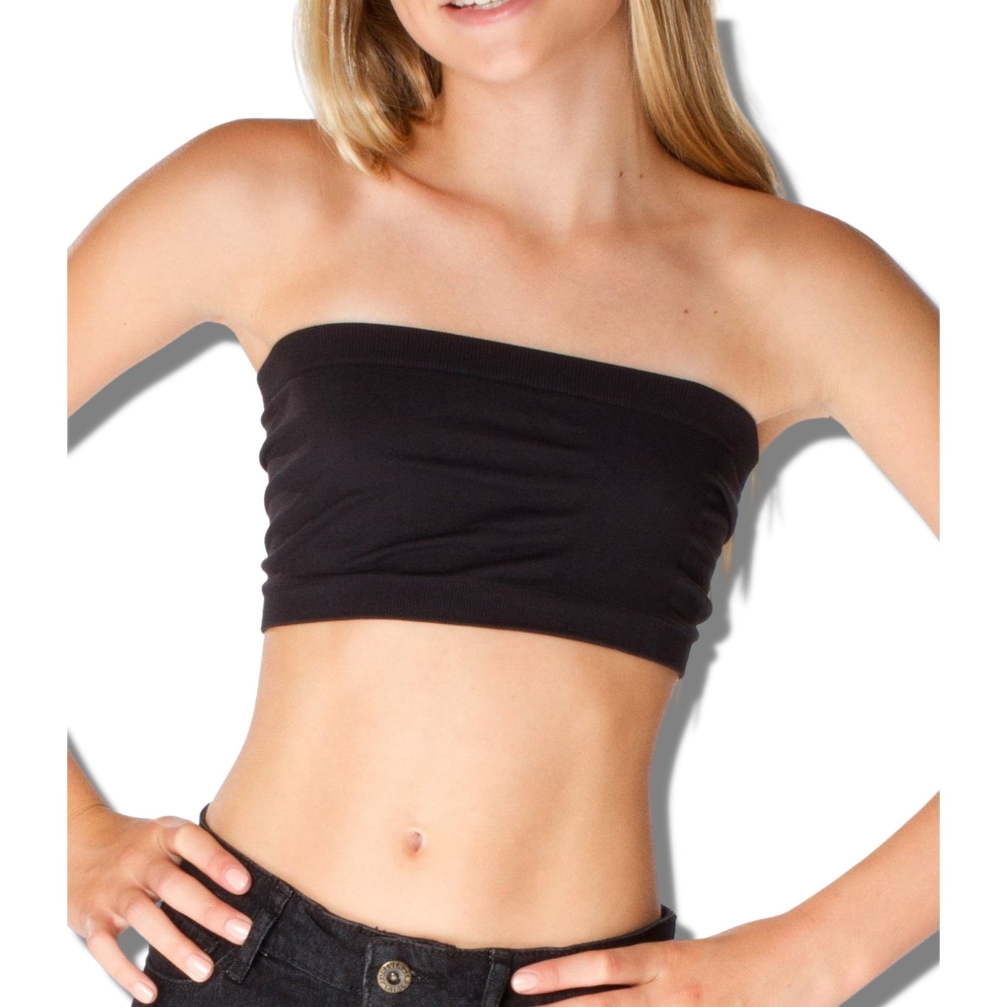 Malibu Sugar Black Girl's Solid Bandeau Top (7-10) - a Spirit Animal - Cami black bra cami