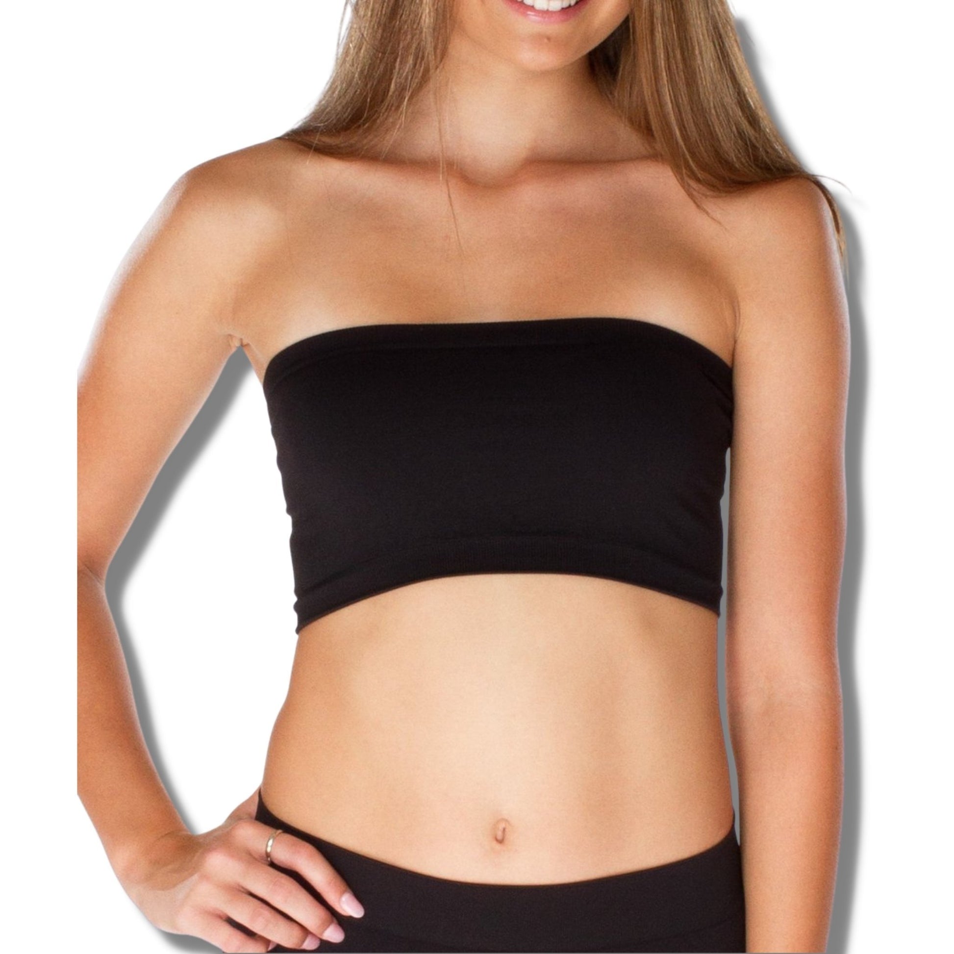 Women Stretch Strapless Bra Solid Color Crop Removable Padded Top