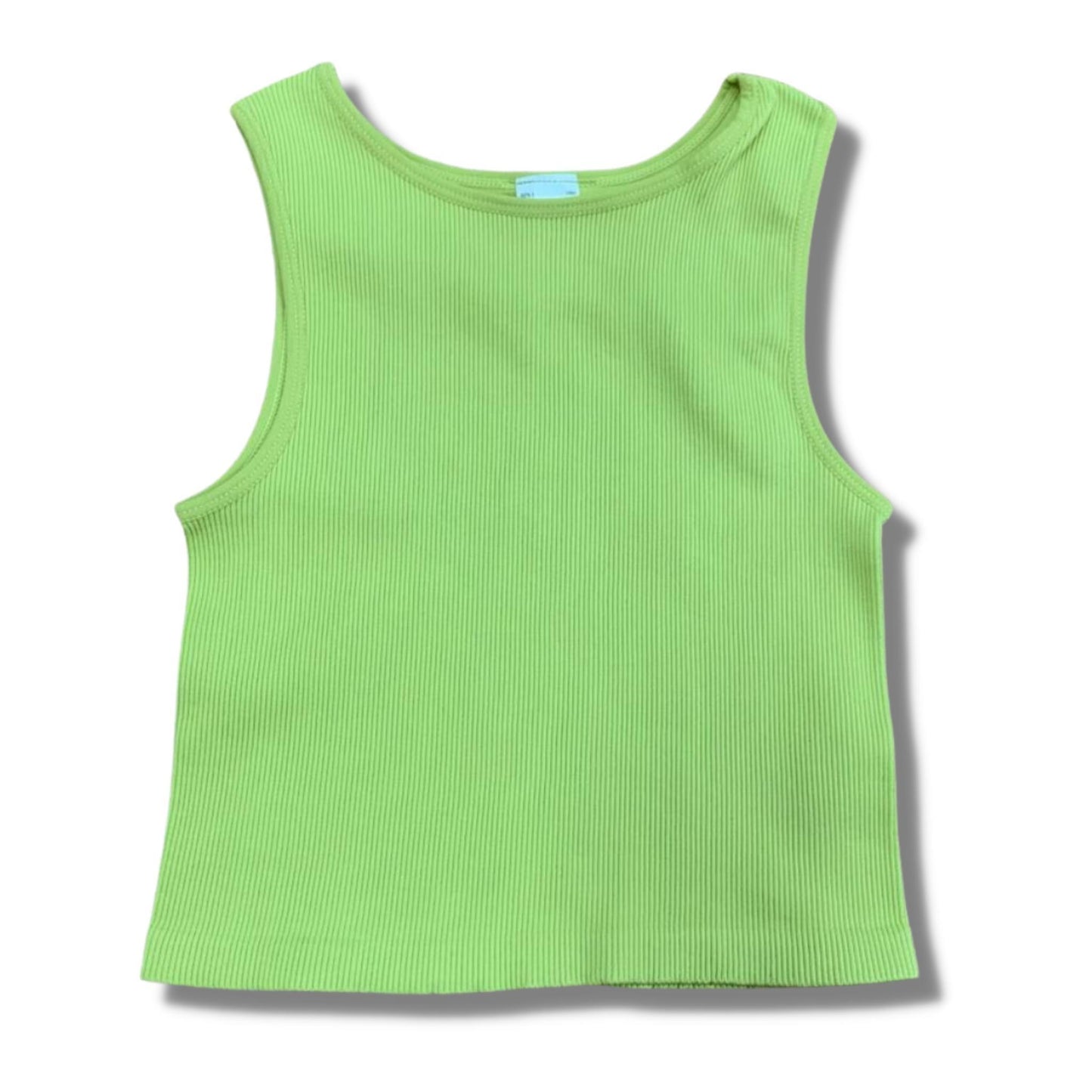 Malibu Sugar Muted Lime Ribbed Crop Sports Tank Top - a Spirit Animal - Tank Tops $30-$45 Color-Muted Lime Lime