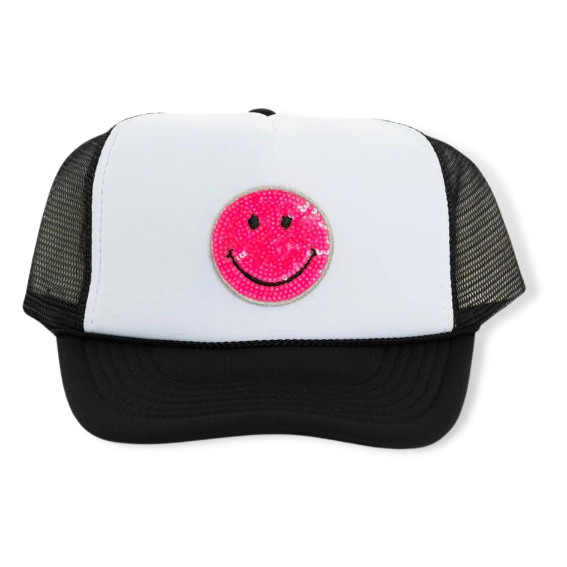 Malibu Sugar Trucker Hat with Sequin Smiley Face Patch – a Spirit Animal