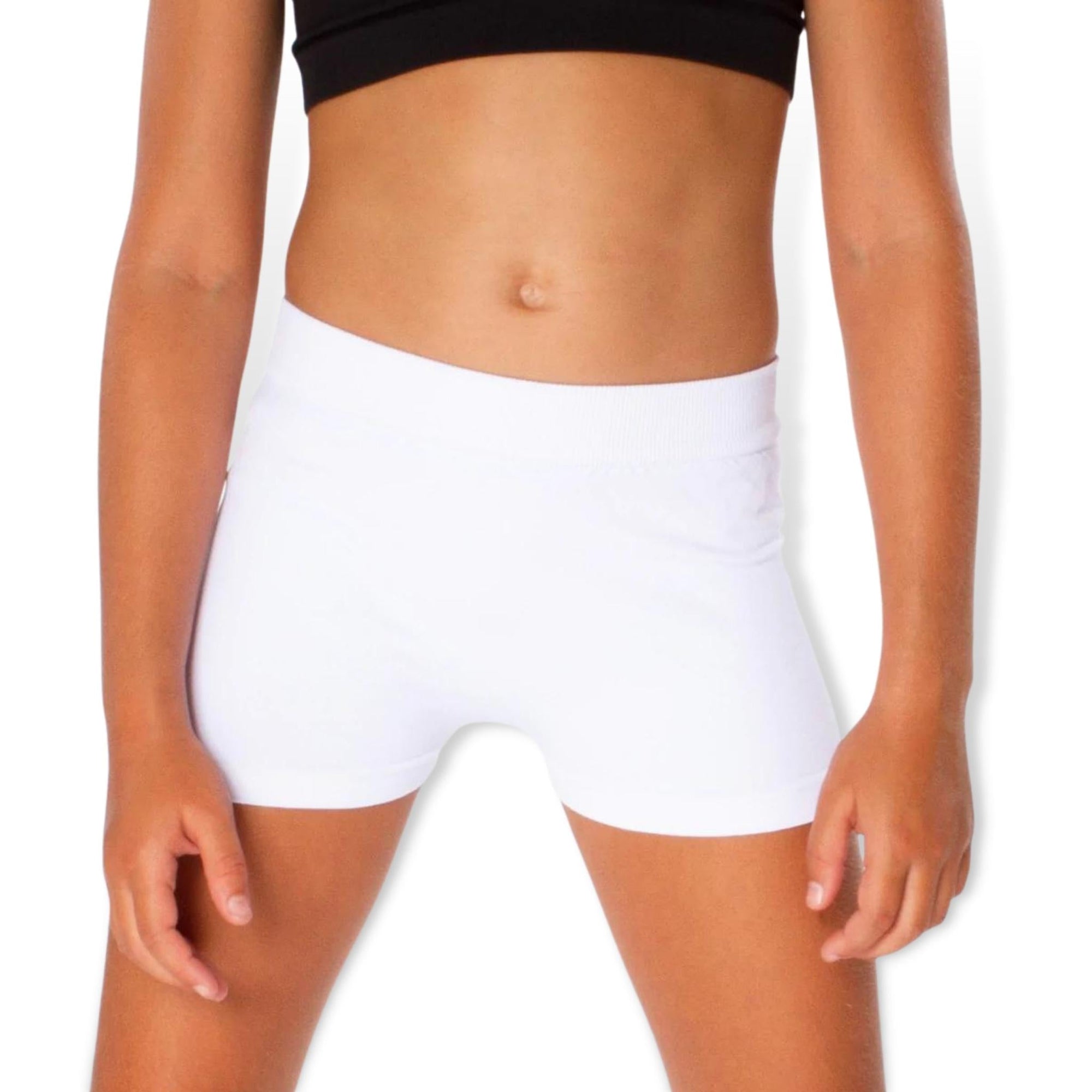 Malibu Sugar White Little Girl's Solid Boy Shorts (4-6x) - a Spirit Animal - shorts 4 4-6x 6