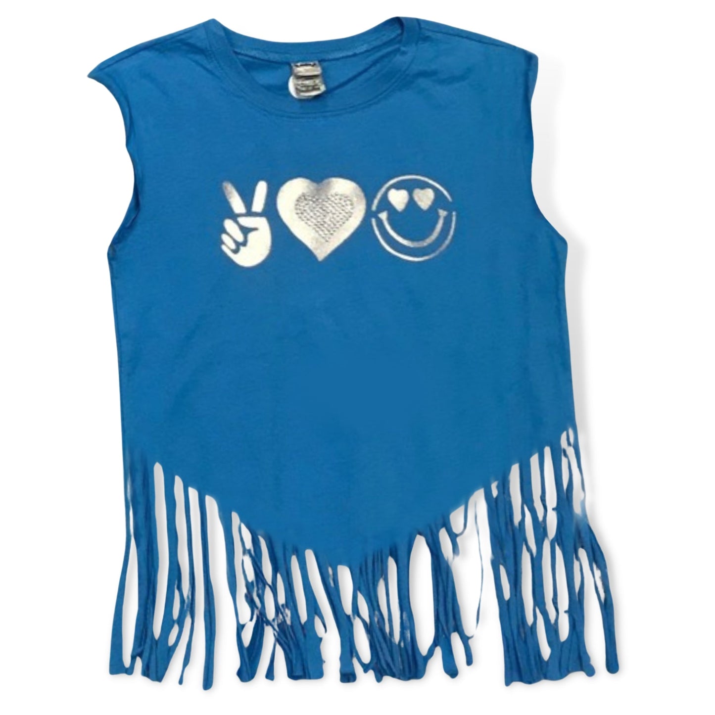 Peace Love Smiley Custom Chevron Fringe Camp Tank - a Spirit Animal - Custom Tank active January 2024 adult Ali & Joe