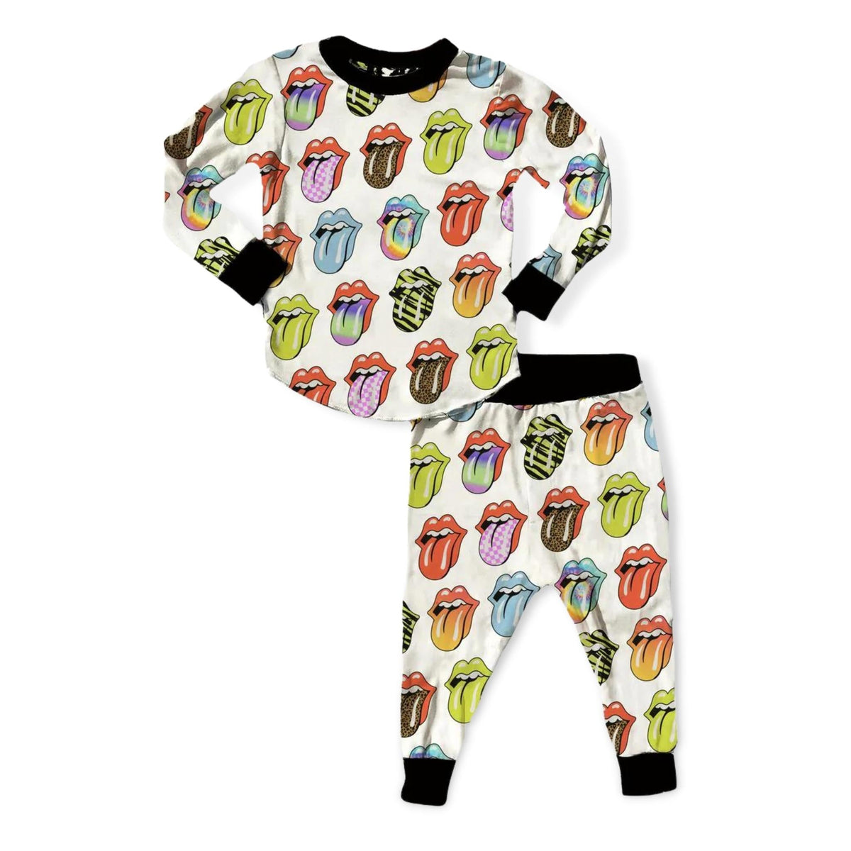 Rowdy Sprout Printed Pattern The Rolling Stones Bamboo Set - a Spirit Animal - Loungewear $60-$75 $60-$90 10Y