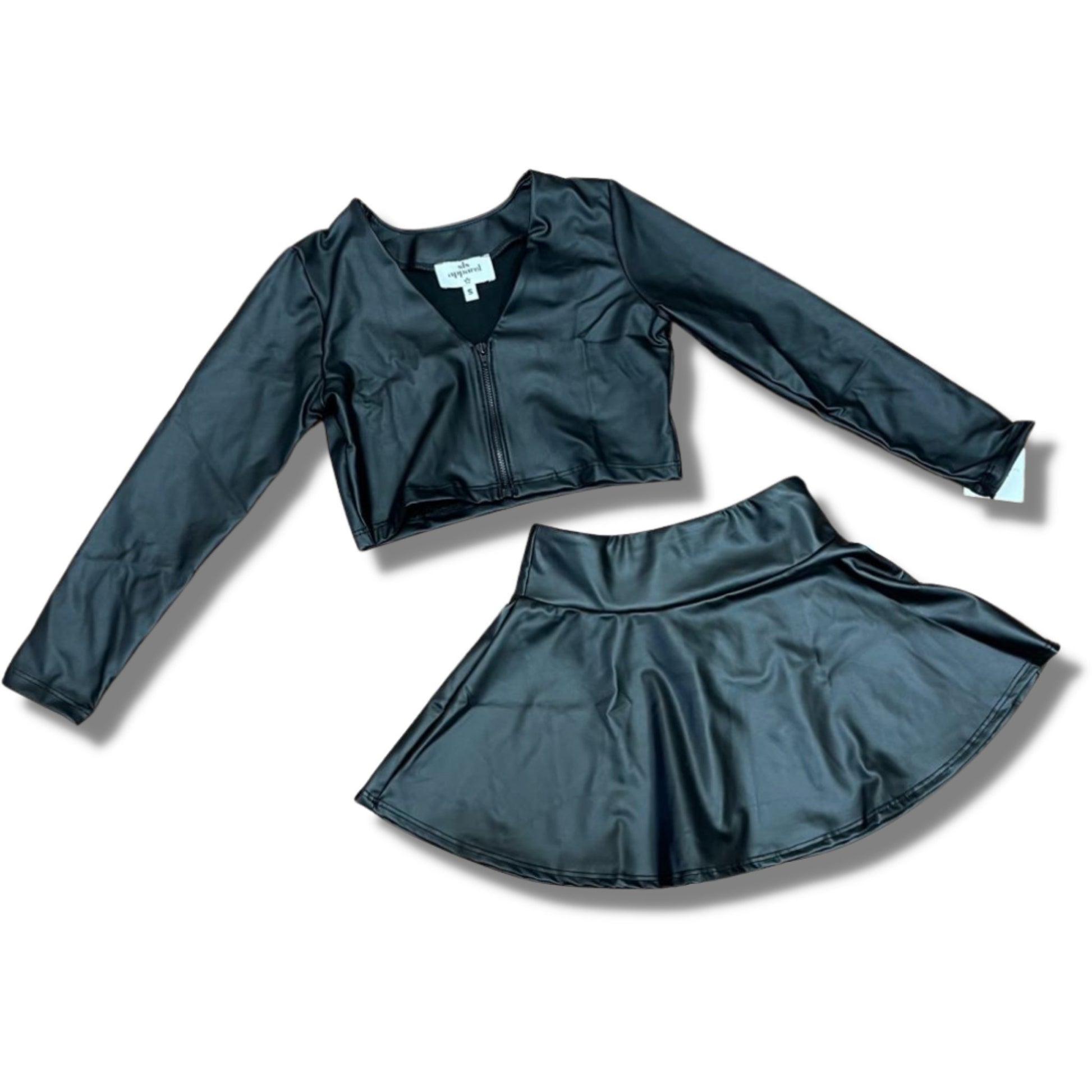 SLS Apparel Black Pleather Zip Cardigan - a Spirit Animal - Cardigan $45-$60 7/8 black