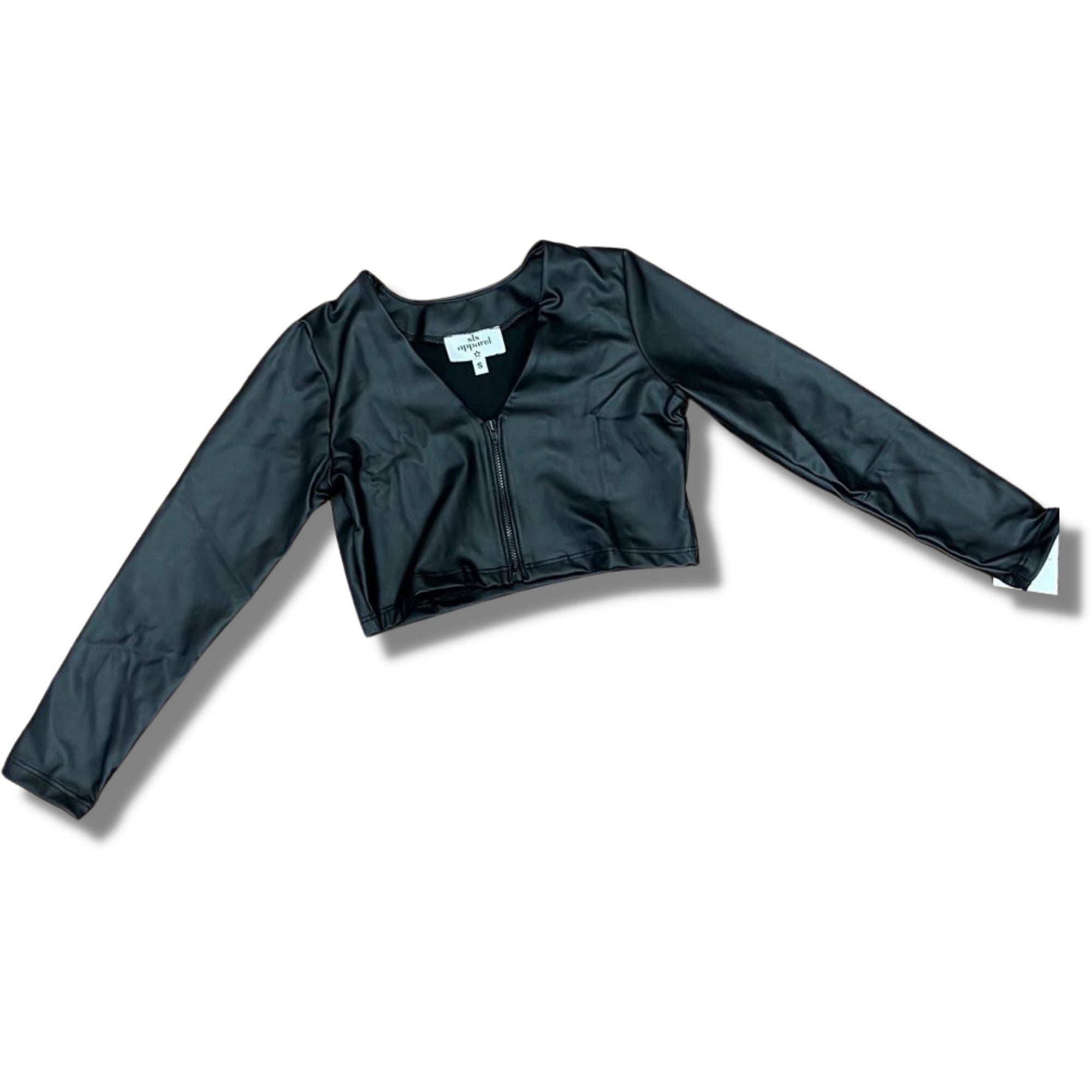 SLS Apparel Black Pleather Zip Cardigan - a Spirit Animal - Cardigan $45-$60 7/8 black