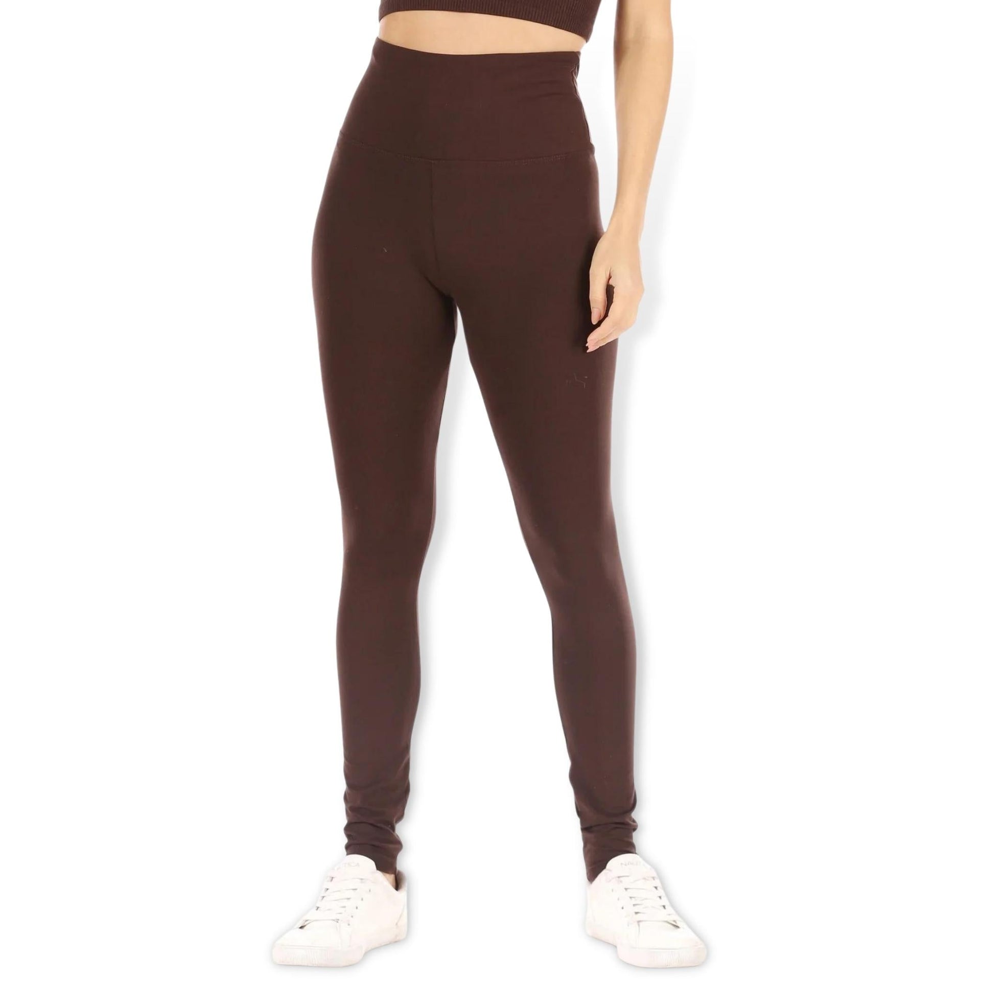 Sporty Staples: Solid Color Leggings for Active Girls - Chocolate