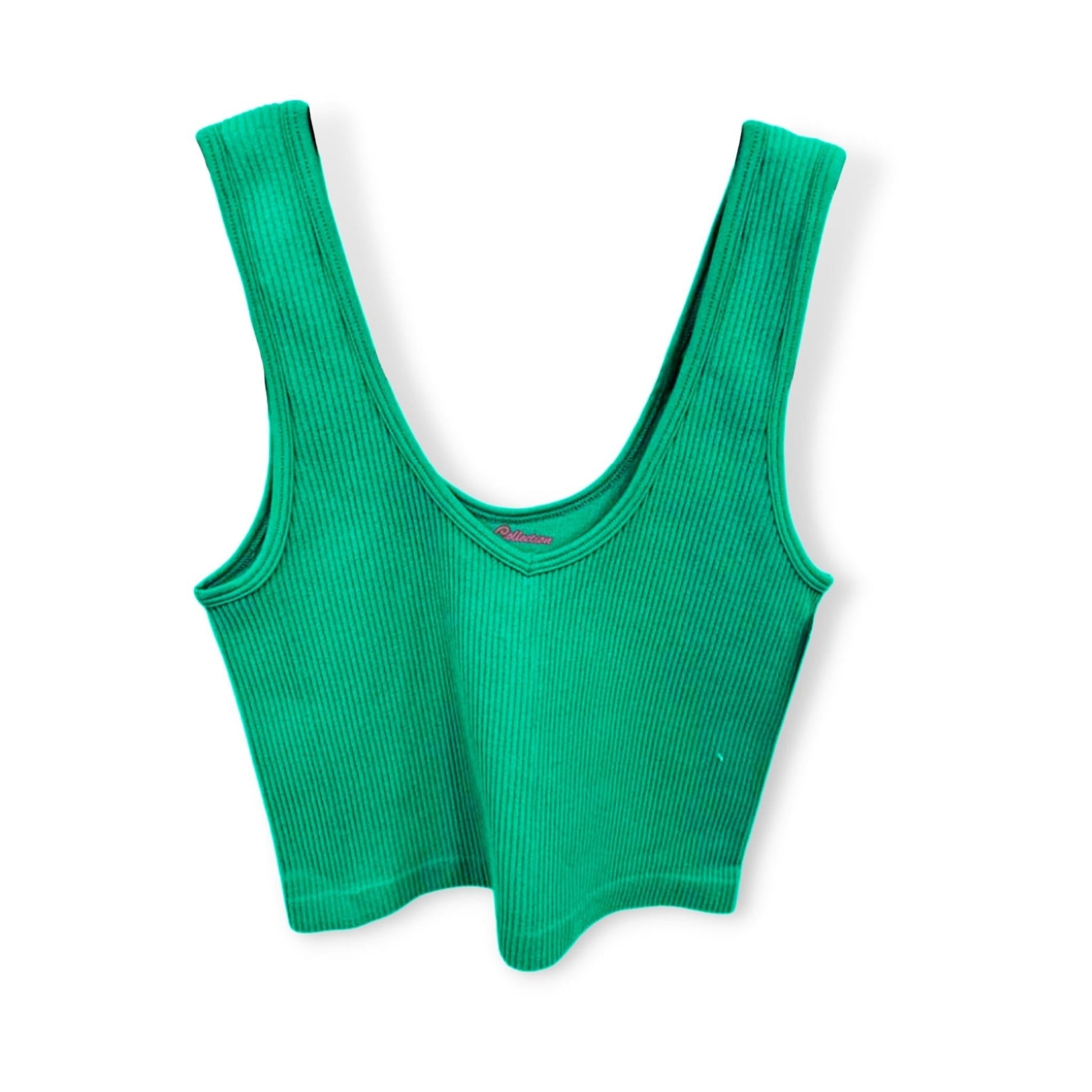 Suzette Gucci Green Rib V Neck Brami - a Spirit Animal - Undershirts bra Color-Green Green