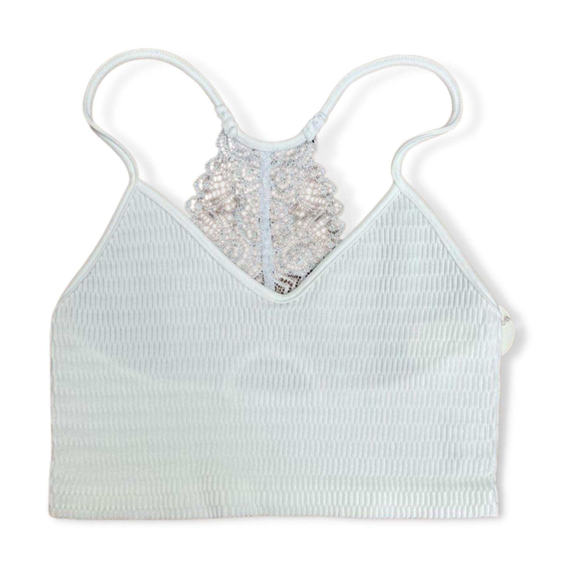 Suzette White V-Neck Bralette w/Lace - Tweens - a Spirit Animal - Undershirts active Mar 2022 bra Junior Large