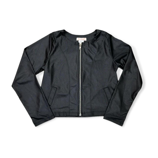 Tweenstyle Black Perforated Pleather Zip Front Jacket - a Spirit Animal - Jacket $60-$90 10 12